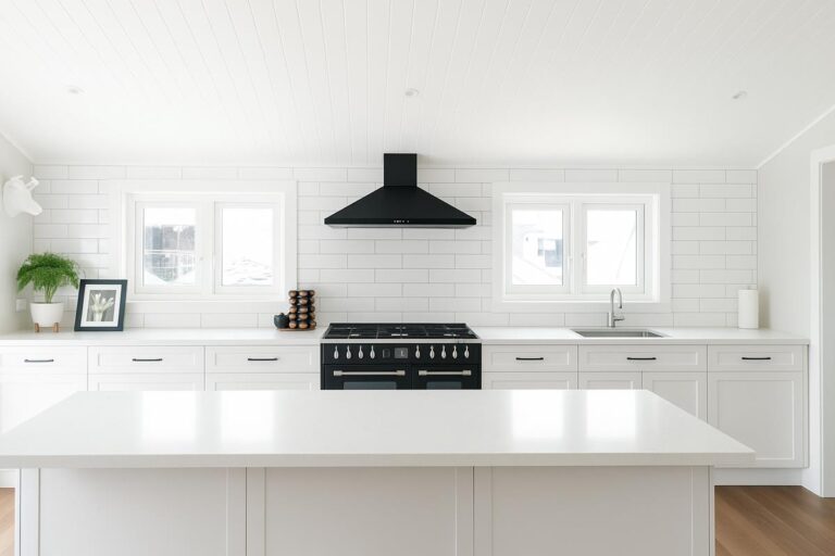 West Auckland bungalow open-plan kitchen after load-bearing wall removal
