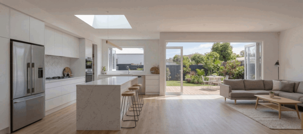 auckland extension living room with skylight