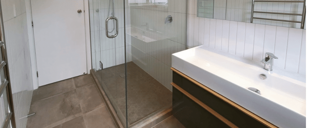 Tiled bathroom floor