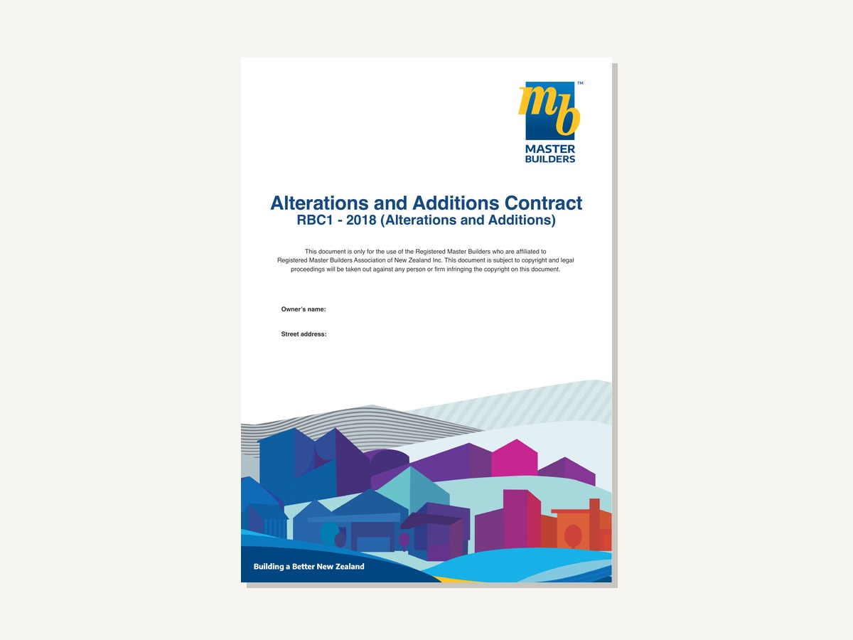 Master Builder Alterations and Additions Contract RBC1-2018 cover