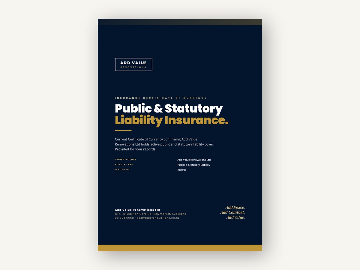 Public and Statutory Liability Insurance Certificate cover