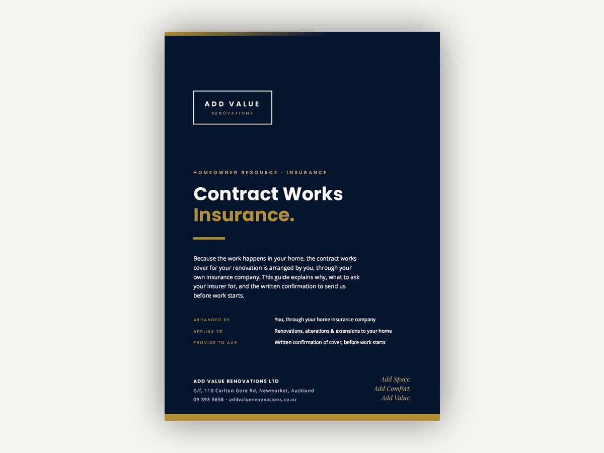 Contract Works Insurance homeowner guide cover