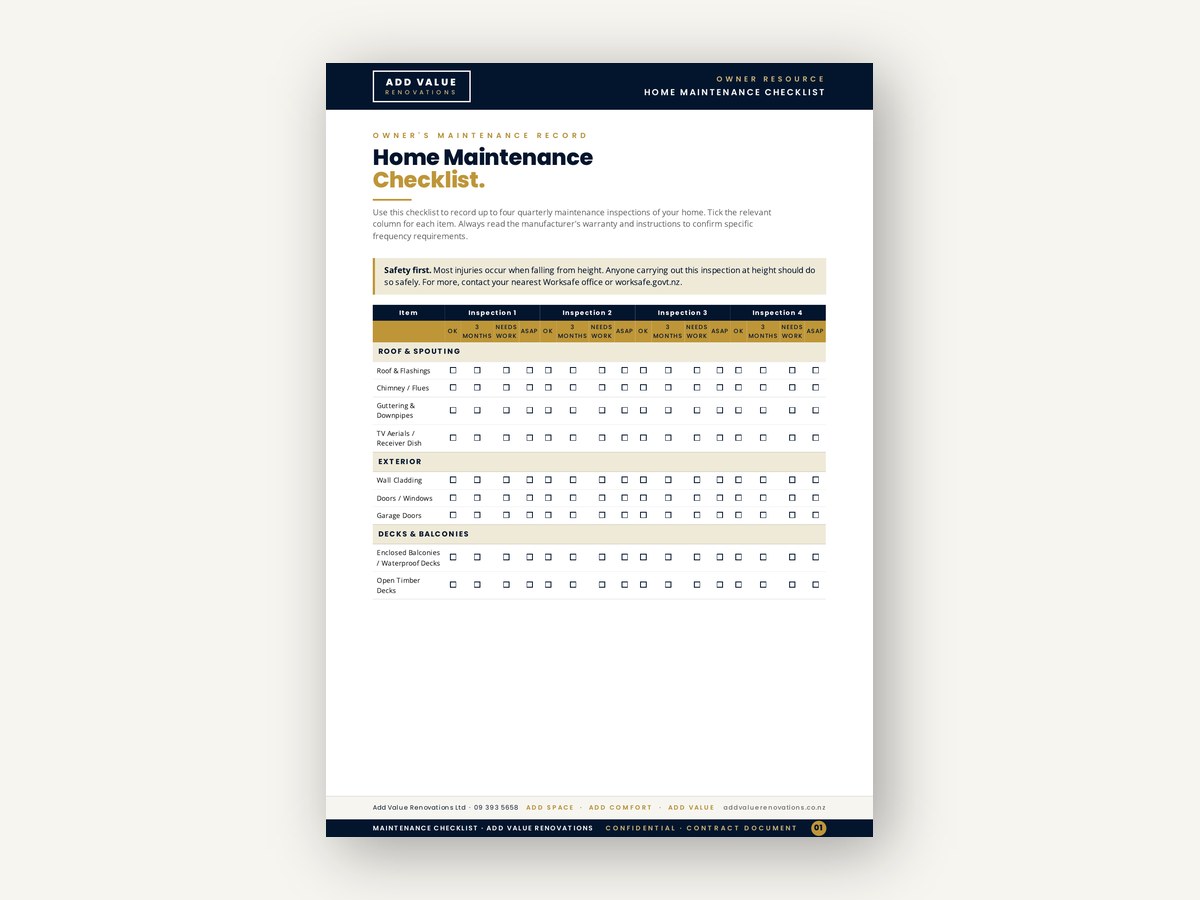 Home Maintenance Checklist cover