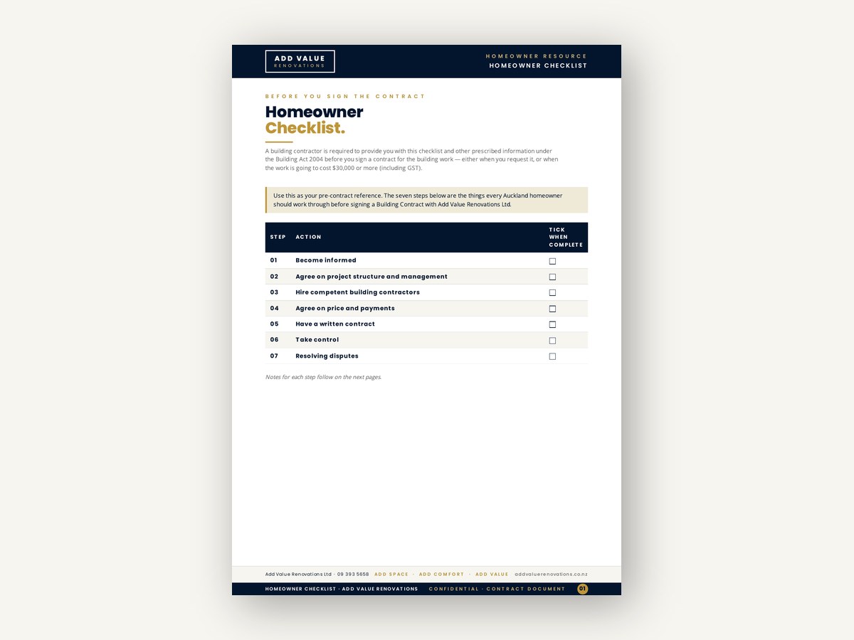 Homeowner Checklist - Before You Sign the Contract cover