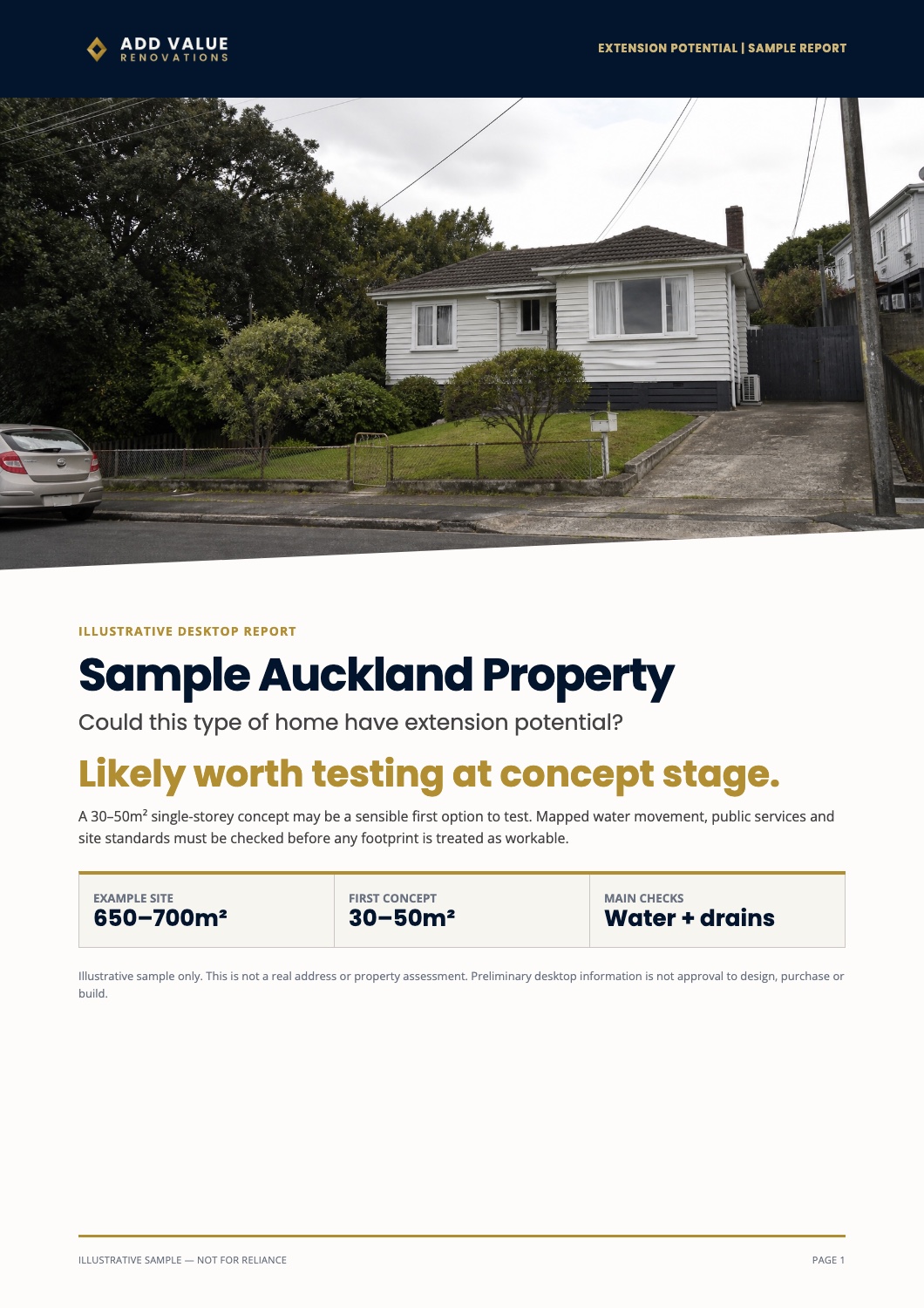 Sample Extension Potential Report cover