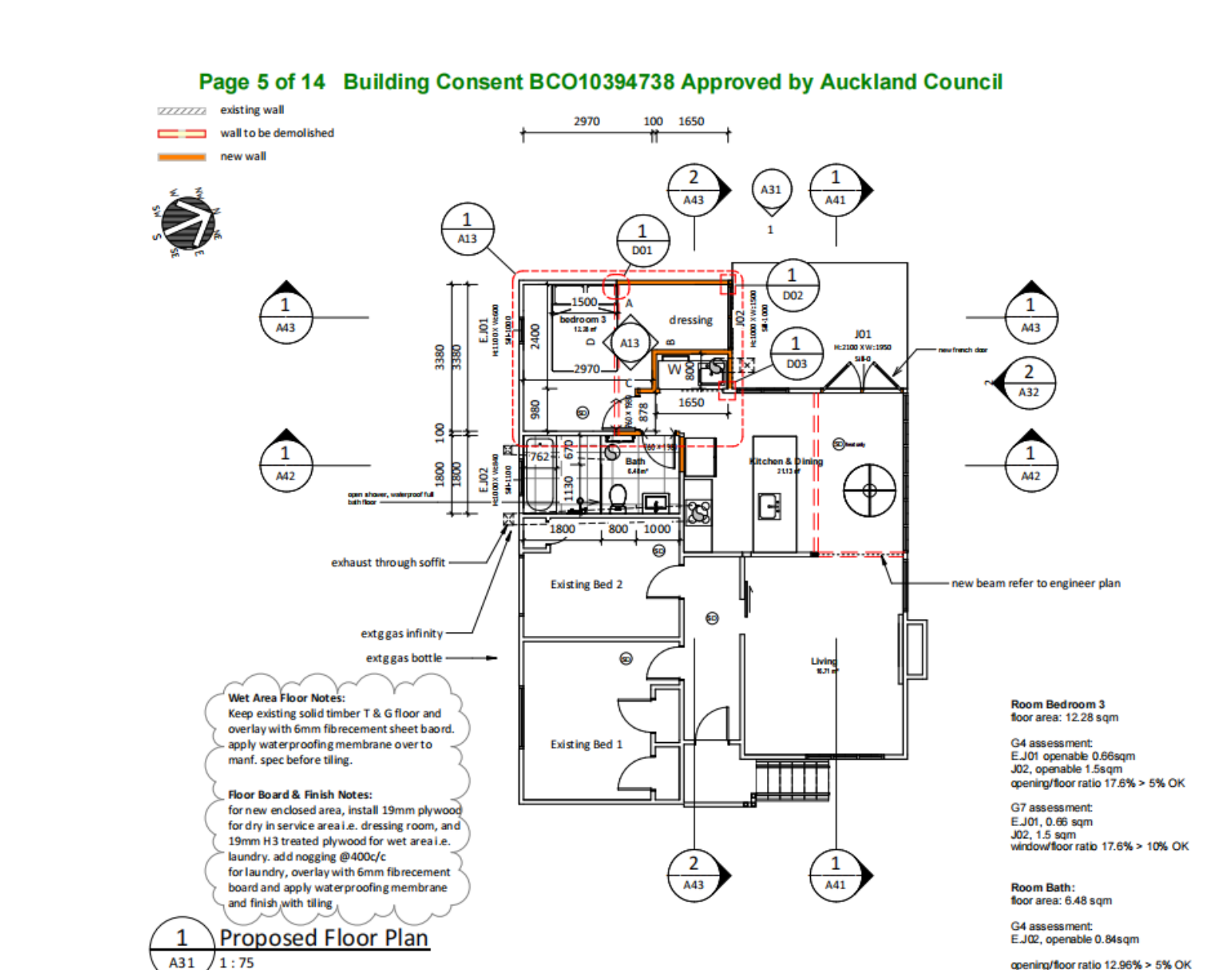 Approved Auckland Council floor plan for AVR Hillsborough renovation